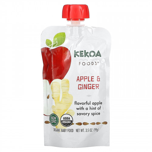 Kekoa, Органическое детское питание, яблоко и имбирь, 99 г (3,5 унции)