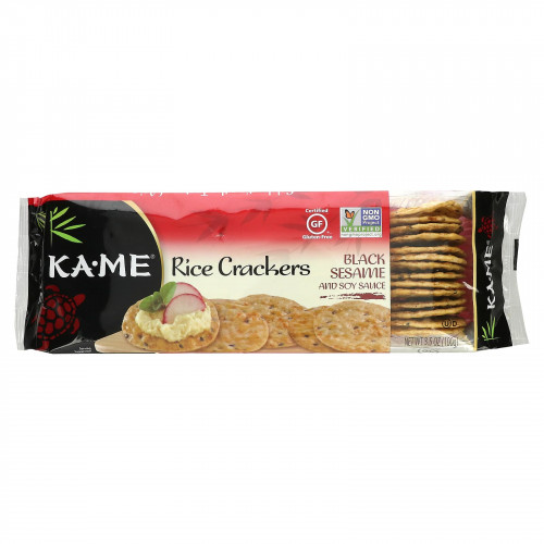 KA-ME, Рисовые крекеры, черный кунжут и соевый соус, 100 г (3,5 унции)