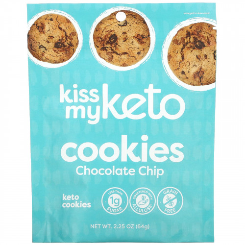 Kiss My Keto, Keto Cookies, шоколадная крошка, 64 г (2,25 унции)