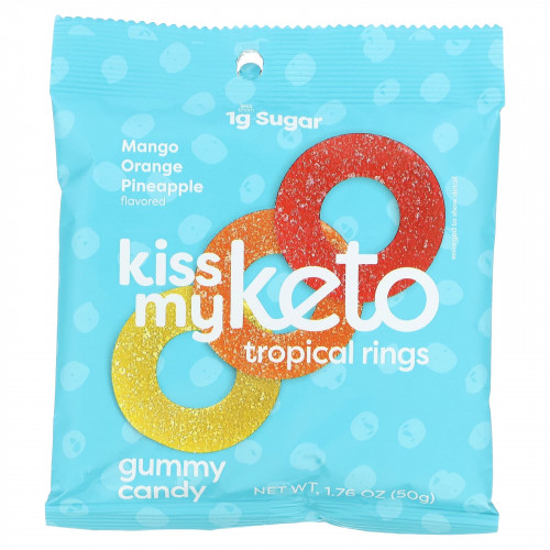 Kiss My Keto, Gummy Candy, тропические кольца, манго, апельсин и ананас, 6 пакетиков по 50 г (1,76 унции)