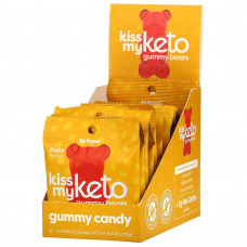 Kiss My Keto, Keto Gummy Bears, жевательные мармеладки в форме мишек, подходит для кетодиеты, со вкусом фруктов, 12 пакетиков по 23 г (0,79 унции)