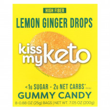 Kiss My Keto, Gummy Candy, лимонно-имбирные капли, 8 пакетиков по 25 г (0,88 унции)