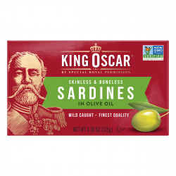 King Oscar, Сардины без кожи и без костей в оливковом масле, 125 г (4,38 унции)