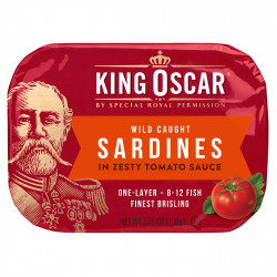 King Oscar, Дикие сардины, в пикантном томатном соусе, 106 г (3,75 унции)