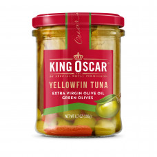 King Oscar, Желтоперый тунец, оливковое масло холодного отжима, зеленые оливки, 190 г (6,7 унции)