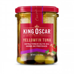 King Oscar, Желтоперый тунец, оливковое масло холодного отжима, прованские травы, 190 г (6,7 унции)