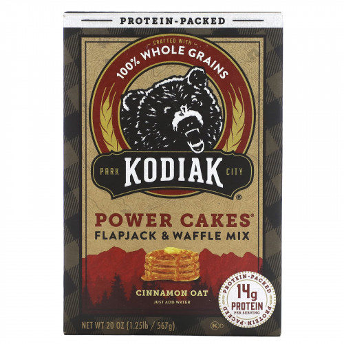 Kodiak Cakes, Power Cakes, смесь для лепешек и вафель, овсяные хлопья с корицей, 567 г (20 унций)