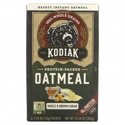 Kodiak Cakes, Овсянка с протеином, кленовый сироп и коричневый сахар, 6 пакетиков по 50 г (1,76 унции)