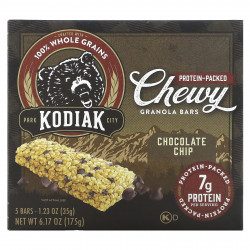 Kodiak Cakes, Жевательные батончики из гранолы, шоколадная крошка, 5 батончиков, 35 г (1,23 унции)