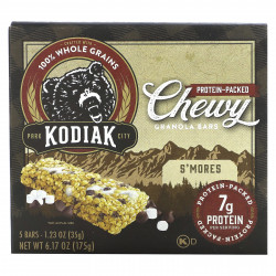 Kodiak Cakes, Жевательные батончики из гранолы, S'mores, 5 батончиков, 35 г (1,23 унции) каждый