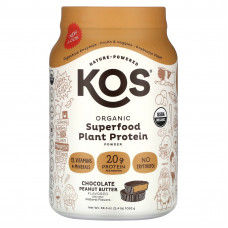 KOS, органический суперфуд, порошок из растительного протеина, со вкусом шоколада и арахисовой пасты, 1092 г (2,4 фунта)