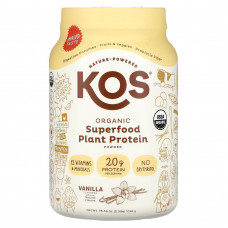 KOS, органический суперфуд в порошке, растительный протеин, ваниль, 1036 г (2,3 фунта)