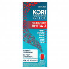 Kori, Чистое масло антарктического криля, омега-3 с множеством полезных свойств, 400 мг, 90 мягких таблеток