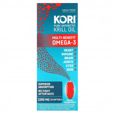 Kori, Чистое масло антарктического криля, многофункциональная омега-3, 1200 мг, 30 мягких таблеток
