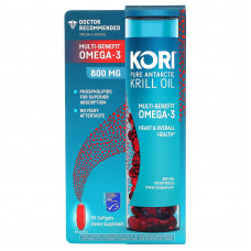 Kori, Чистое масло антарктического криля, многофункциональная омега-3, 800 мг, 90 мягких таблеток