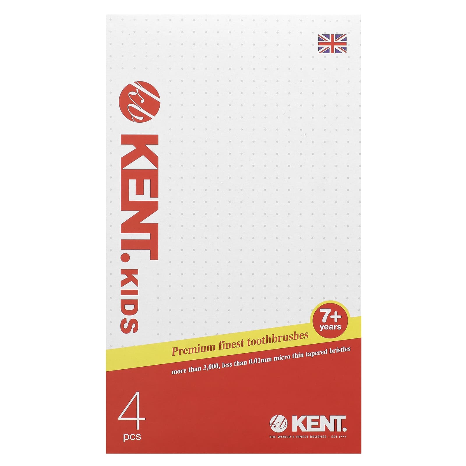 Kent Orals Co, Ltd., детская зубная щетка Premium Finest, для детей старше 7 лет, 4 шт.