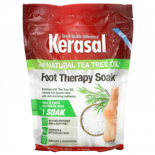 Kerasal, Foot Therapy Soak Plus, натуральное масло чайного дерева, 907 г (2 фунта)
