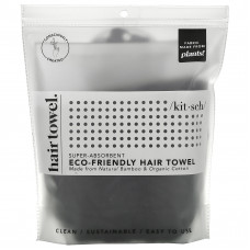 Kitsch, Супервпитывающее экологичное полотенце для волос, черное, 1 шт.