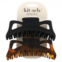 Kitsch, Клипсы Jumbo Classic Claw, Black & Tort, 2 шт.