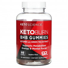 Keto Science, Keto Burn BHB Gummies, Raspberry, 60 Gummies
