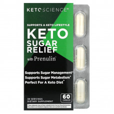 Keto Science, Keto Sugar Relief, добавка для поддержки сахара с пренулином, 60 капсул