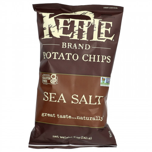 Kettle Foods, картофельные чипсы, с морской солью, 141 г (5 унций)