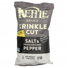 Kettle Foods, нарезанные картофельными чипсами, соль и свежемолотый перец, 141 г (5 унций)