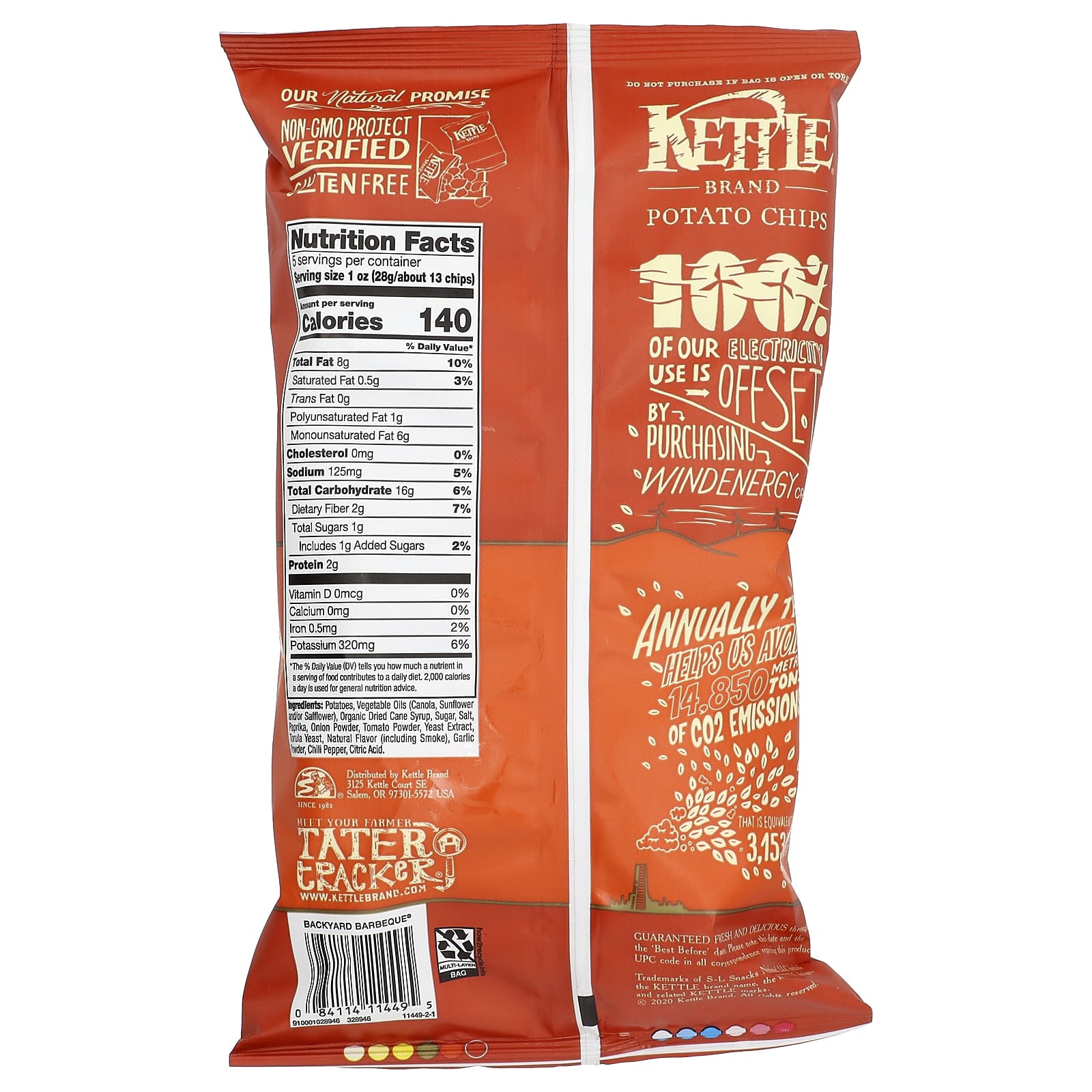 Kettle Foods, картофельные чипсы, барбекю на свежем воздухе, 141 г (5 унций)