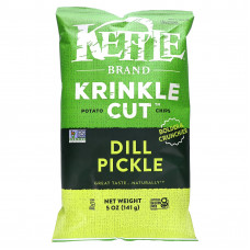 Kettle Foods, Krinkle Cut, картофельные чипсы, маринованные огурцы, 141 г (5 унций)