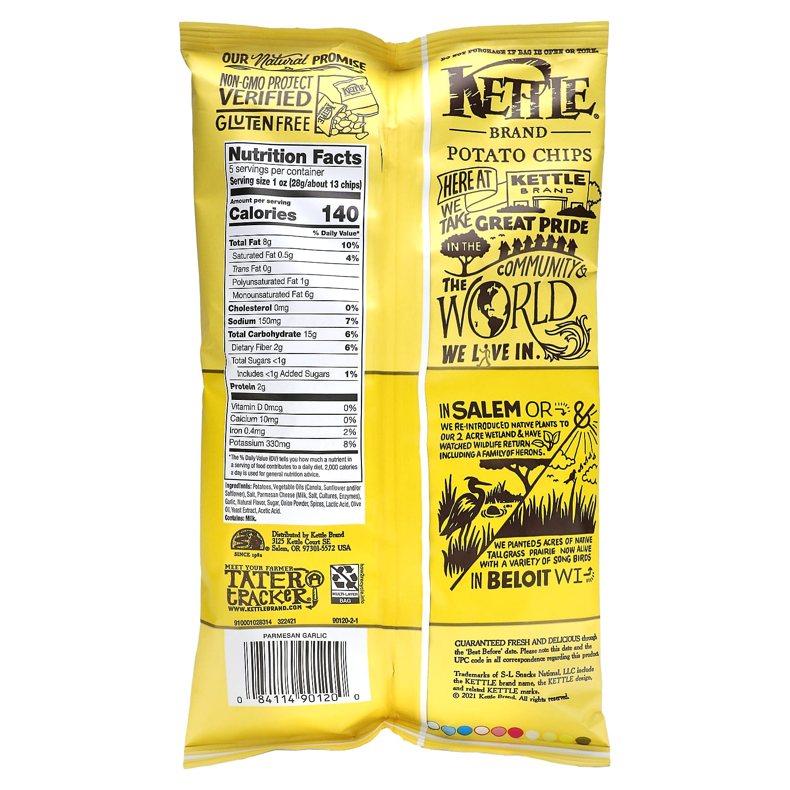 Kettle Foods, Potato Chips, Parmesan Garlic, 5 oz (141 g)