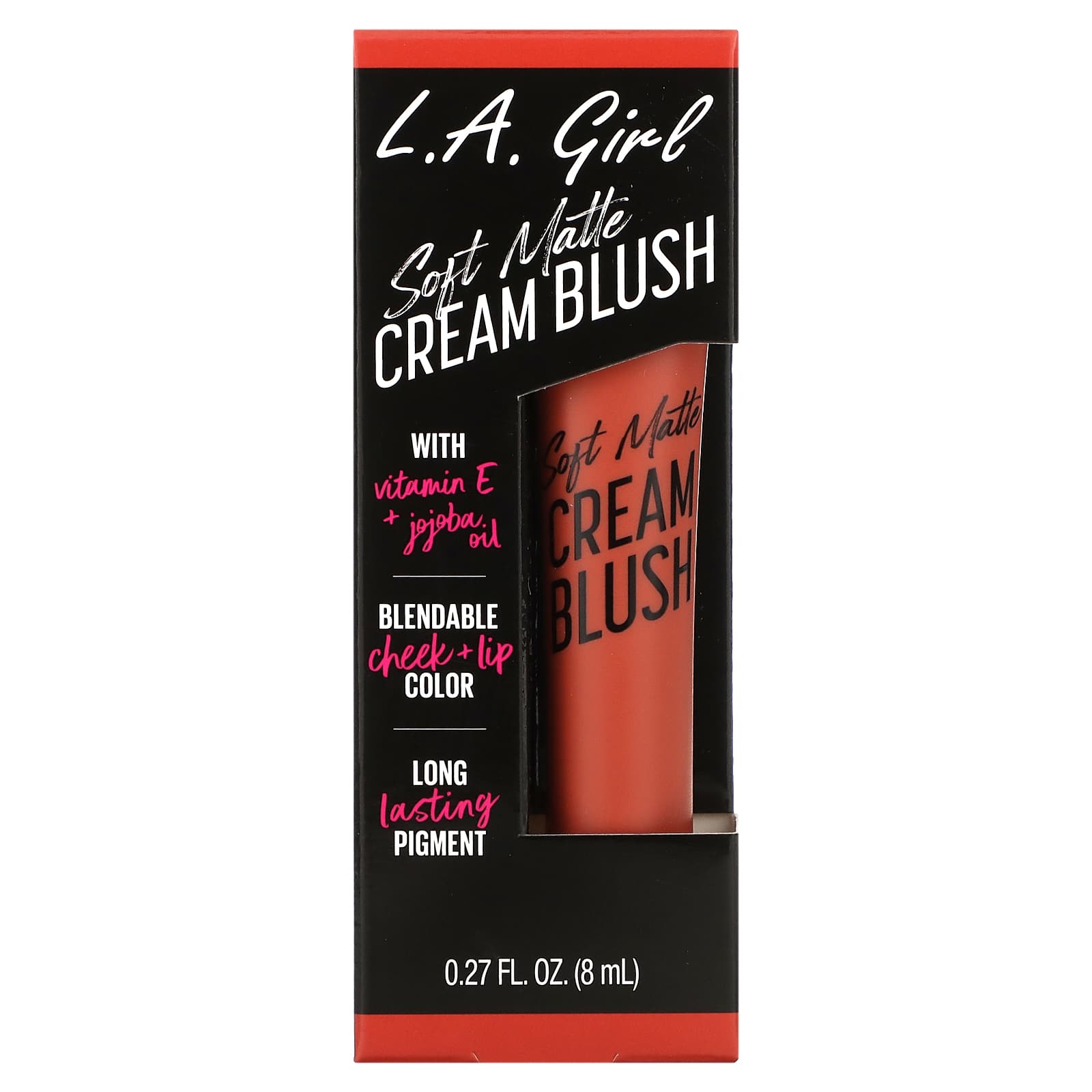 L.A. Girl, Blendable Cheek + Lip Color, мягкие матовые кремовые румяна, Hot Shot, 8 мл (0,27 жидк. Унции)