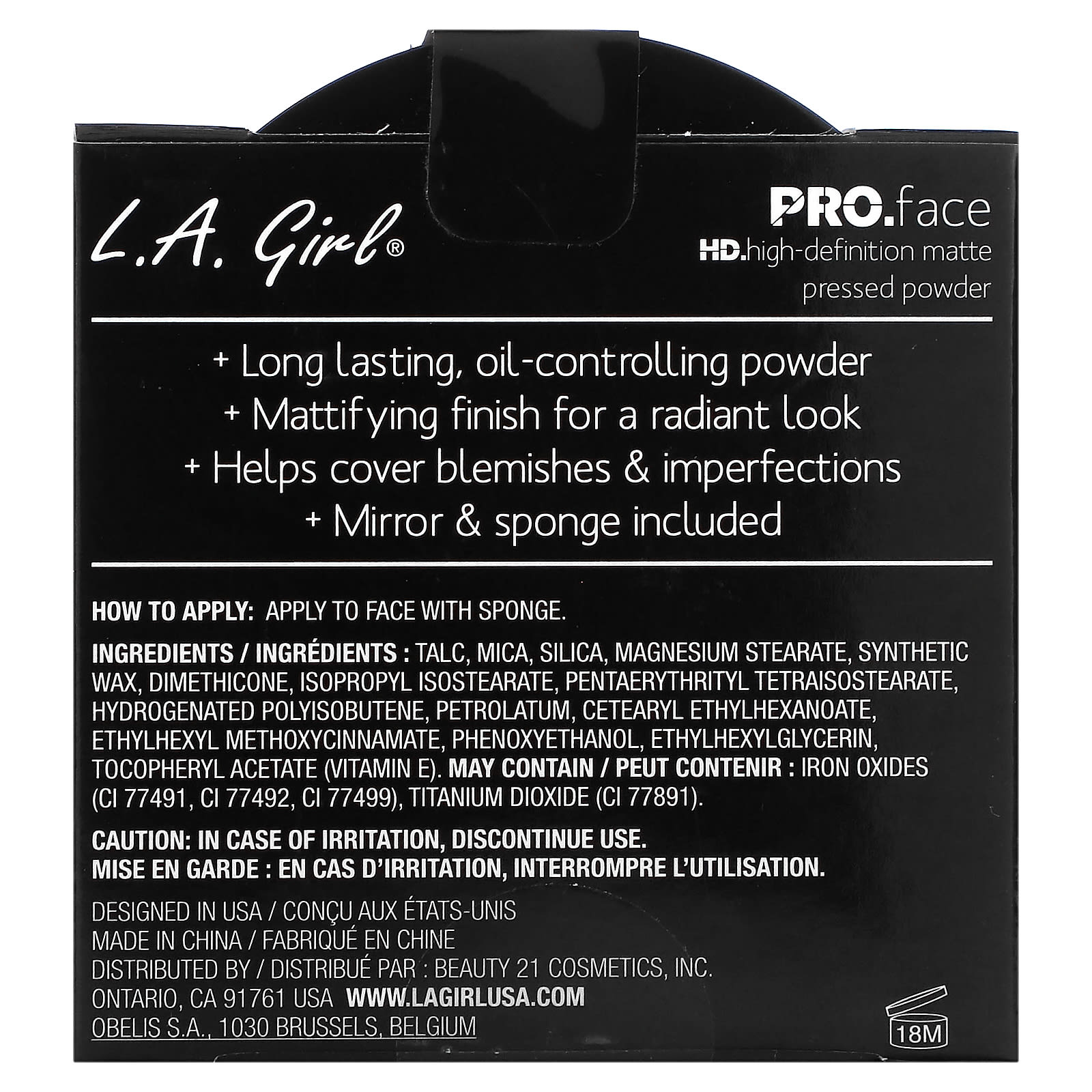 L.A. Girl, Компактная пудра для лица Pro Face HD, матирующая, оттенок Creamy Natural, 7 г