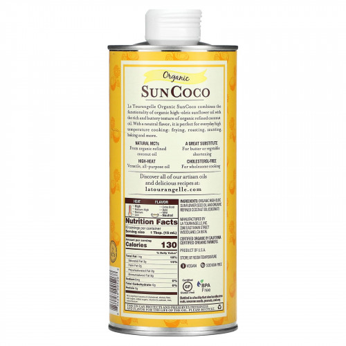 La Tourangelle, SunCoco, органическая смесь подсолнечного и кокосового масел, 750 мл