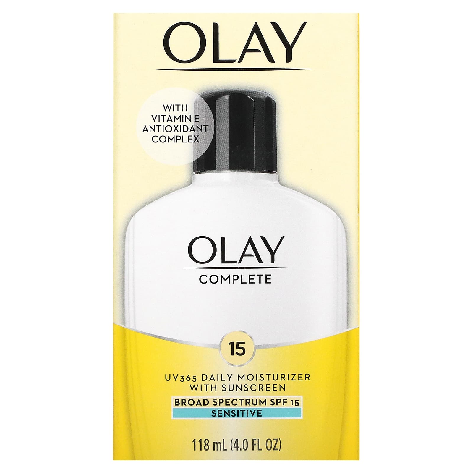 Olay, Complete, UV365, ежедневное увлажняющее и солнцезащитное средство, SPF 15, для чувствительной кожи, 118 мл (4,0 унции)