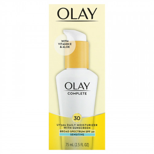 Olay, Complete, UV365, дневное увлажняющее средство, SPF 30, для чувствительной кожи, 75 мл (2,5 жидк. унции)