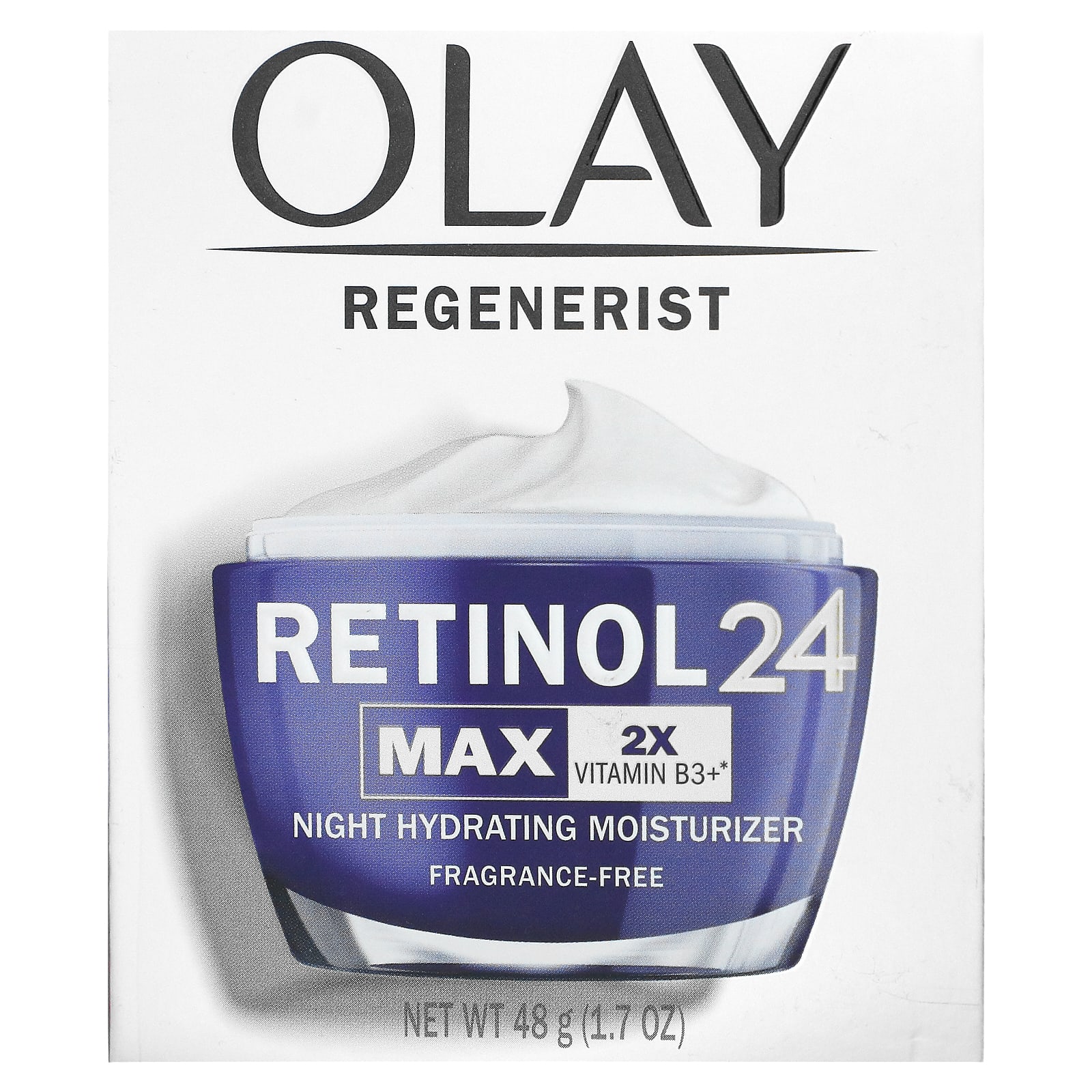 Olay, Regenerist, Retinol 24, ночное увлажняющее средство, без отдушек, 48 унций (1,7 унции)