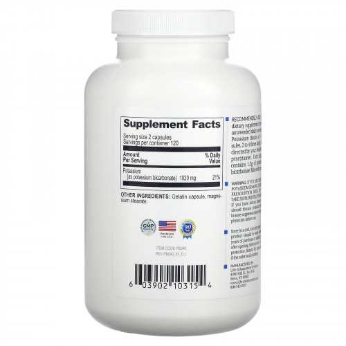 Life Enhancement, Potassium Basics, 240 капсул