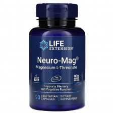 Life Extension, Neuro-Mag, L-треонат магния, 90 вегетарианских капсул