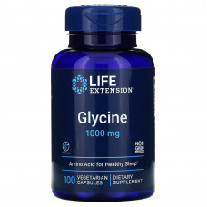 Life Extension, глицин, 1000 мг, 100 вегетарианских капсул