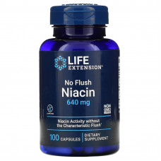 Life Extension, ниацин, не вызывает приливов крови, 640 мг, 100 капсул