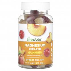 Lifeable, Жевательные мармеладки с цитратом магния, натуральные фрукты, 83,33 мг, 90 жевательных таблеток