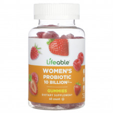 Lifeable, Пробиотик для женщин, ягодный, 5 млрд КОЕ, 60 жевательных таблеток