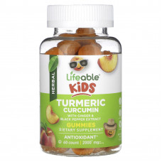 Lifeable, Детские жевательные мармеладки с куркумином и куркумой, натуральный персик, 1000 мг, 60 жевательных таблеток