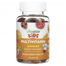 Lifeable, Мультивитамины для детей, натуральные фрукты, 60 жевательных таблеток
