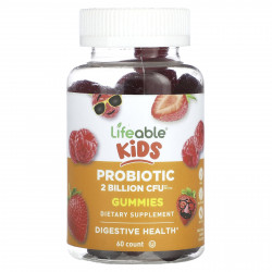 Lifeable, Детский пробиотик, ягоды, 1 млрд КОЕ, 60 жевательных таблеток