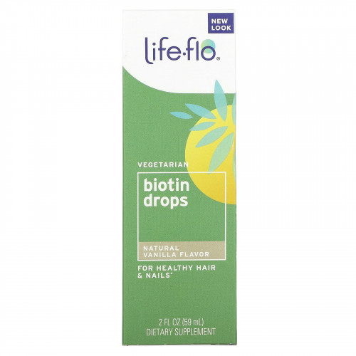 Life-flo, капли биотина, натуральная ваниль, 59 мл (2 жидк. унции)