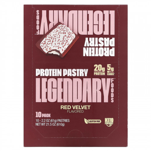 Legendary Foods, Protein Pastry, Red Velvet, 10 пакетиков по 61 г (2,2 унции)