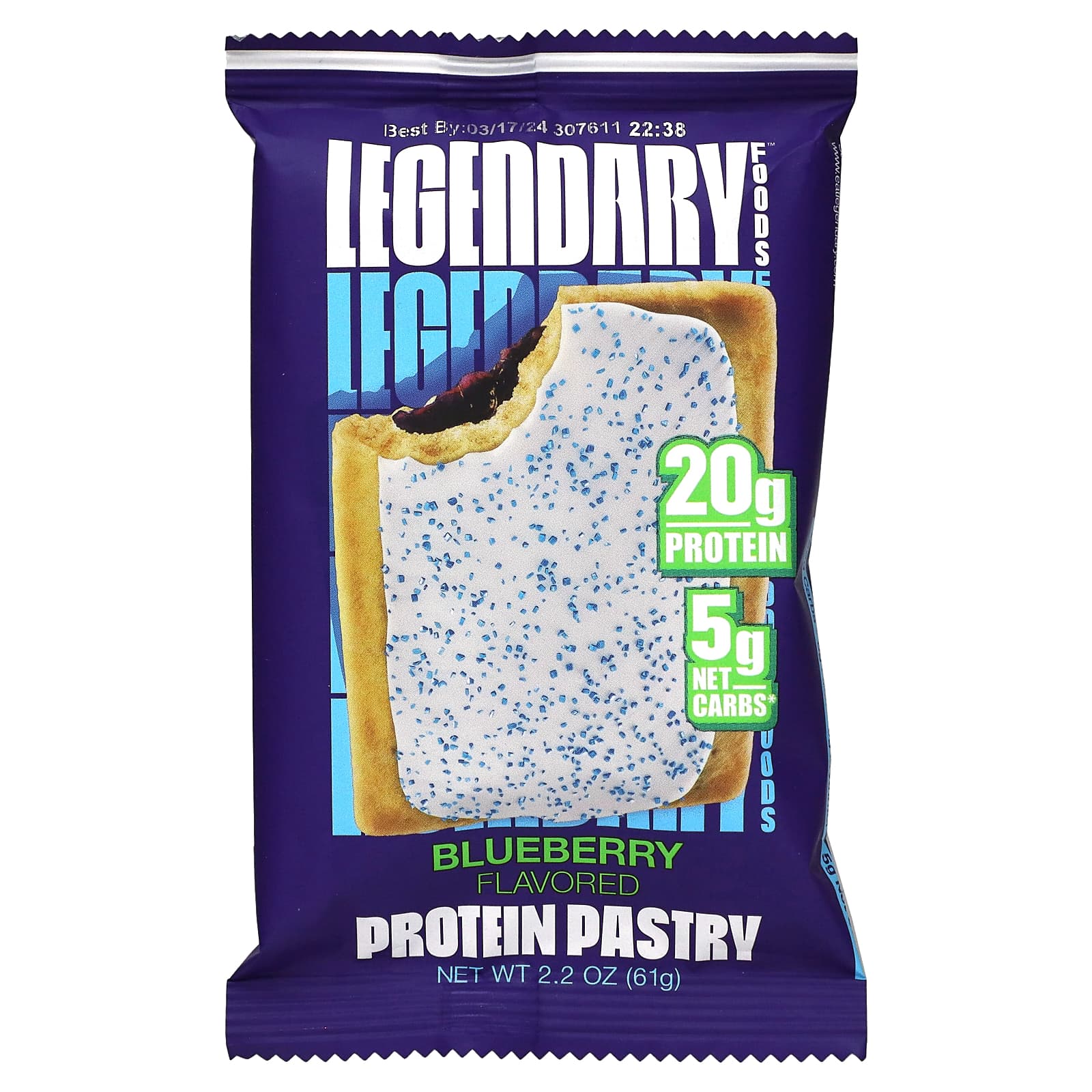 Legendary Foods, Protein Pastry, черника, 10 пакетиков, 61 г (2,2 унции)