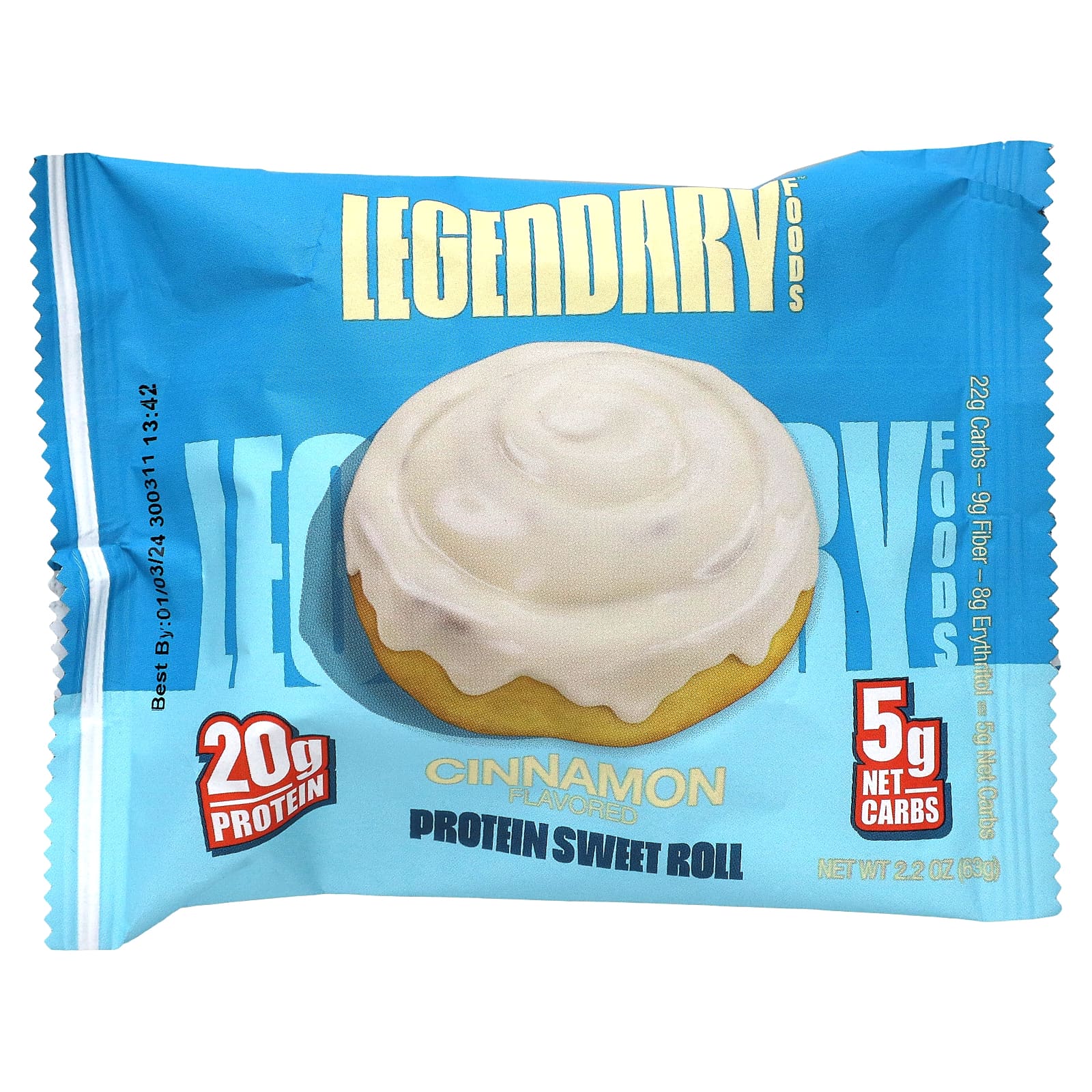 Legendary Foods, Сладкий булочка с протеином, корица, 8 пакетиков по 63 г (2,2 унции)