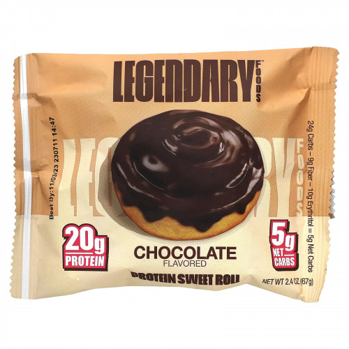 Legendary Foods, Сладкий рулет с протеином, шоколад, 8 пакетиков по 67 г (2,4 унции)